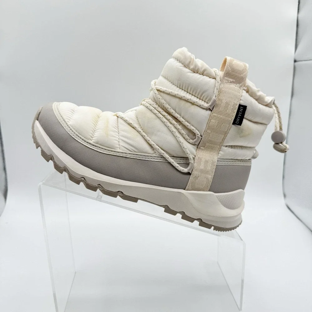 The North Face Thermoball Lace Up Boots White Grey Womens Size 7 Snow